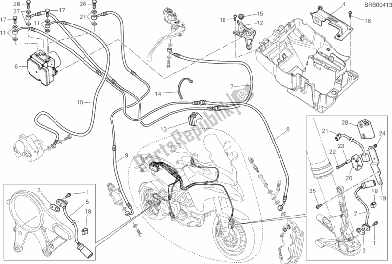 Tutte le parti per il Impianto Frenante Abs del Ducati Multistrada 1200 S GT 2014